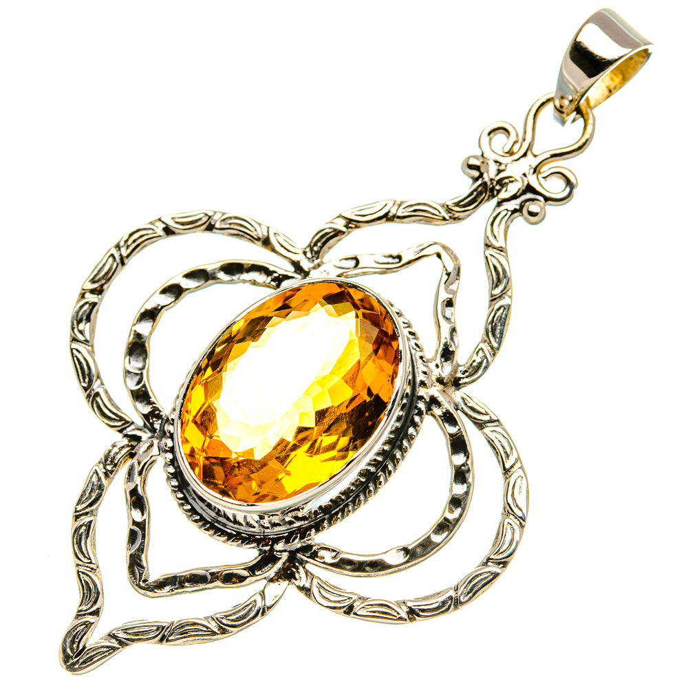 Signature Faceted Citrine Pendant 2 5/8" (925 Sterling Silver) PD37853