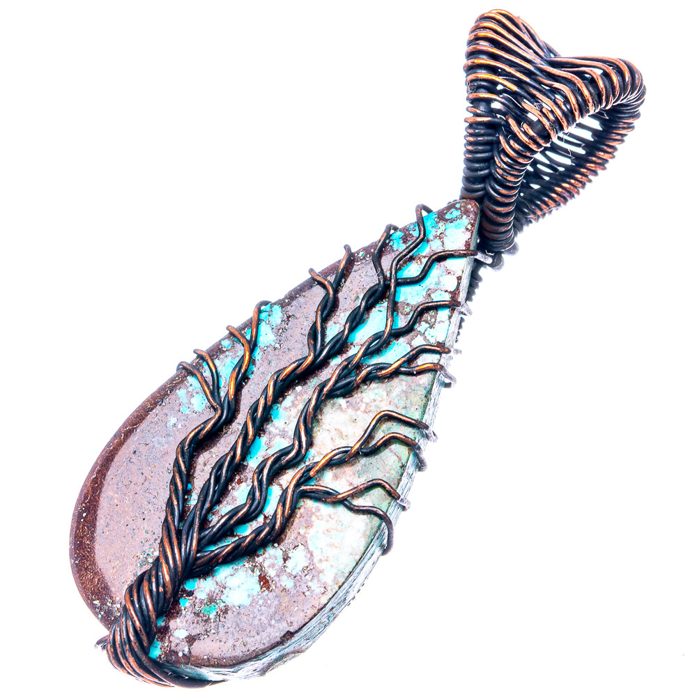 Turquoise Tree of Life Pendant 2" (Oxidized Copper)
