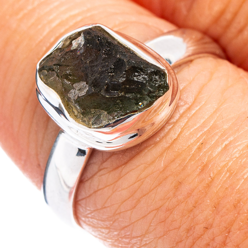 Rare Moldavite Ring Size 7.75 (.925 Sterling Silver)