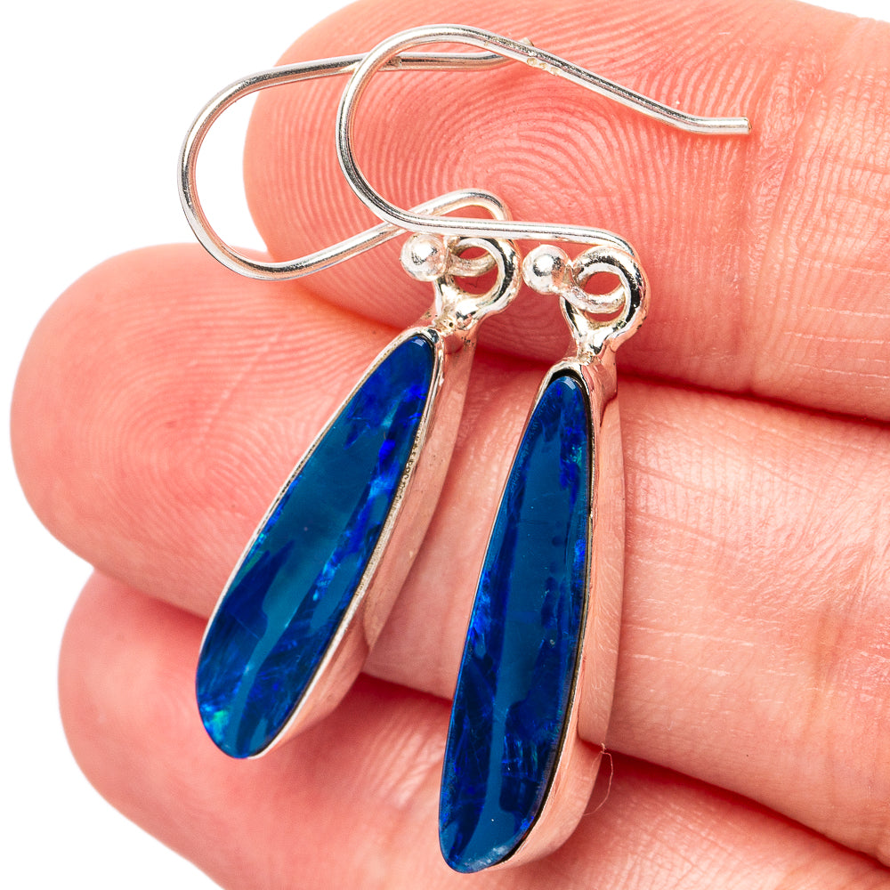 Rare Doublet Opal Earrings 1 3/8" (.925 Sterling Silver)
