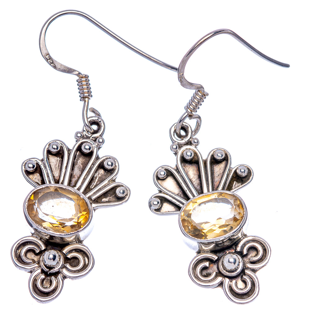 Faceted Citrine Earrings 1 5/8" (925 Sterling Silver) E433394