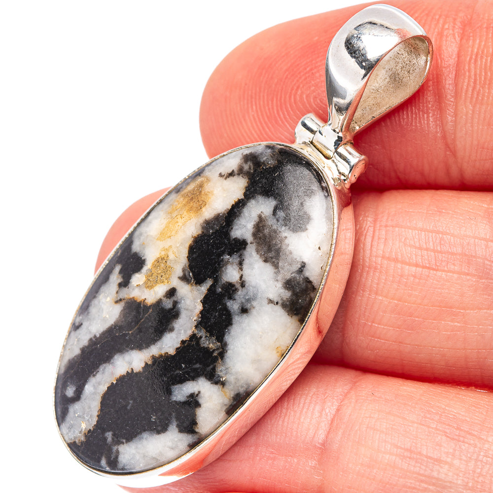 White Buffalo Jasper Pendant 1 3/4" (.925 Sterling Silver)