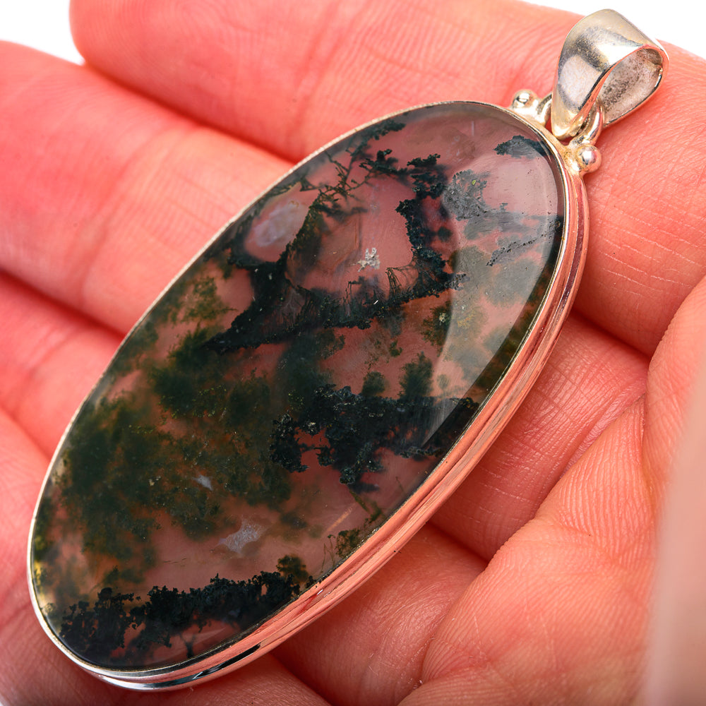 Green Moss Agate Pendant 2 1/4" (925 Sterling Silver) PD38454