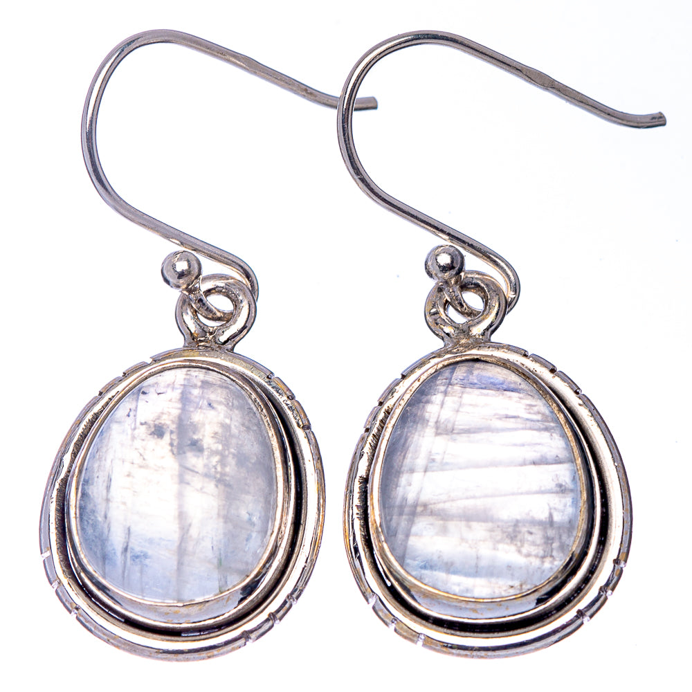 Rainbow Moonstone Earrings 1 1/4" (.925 Sterling Silver)