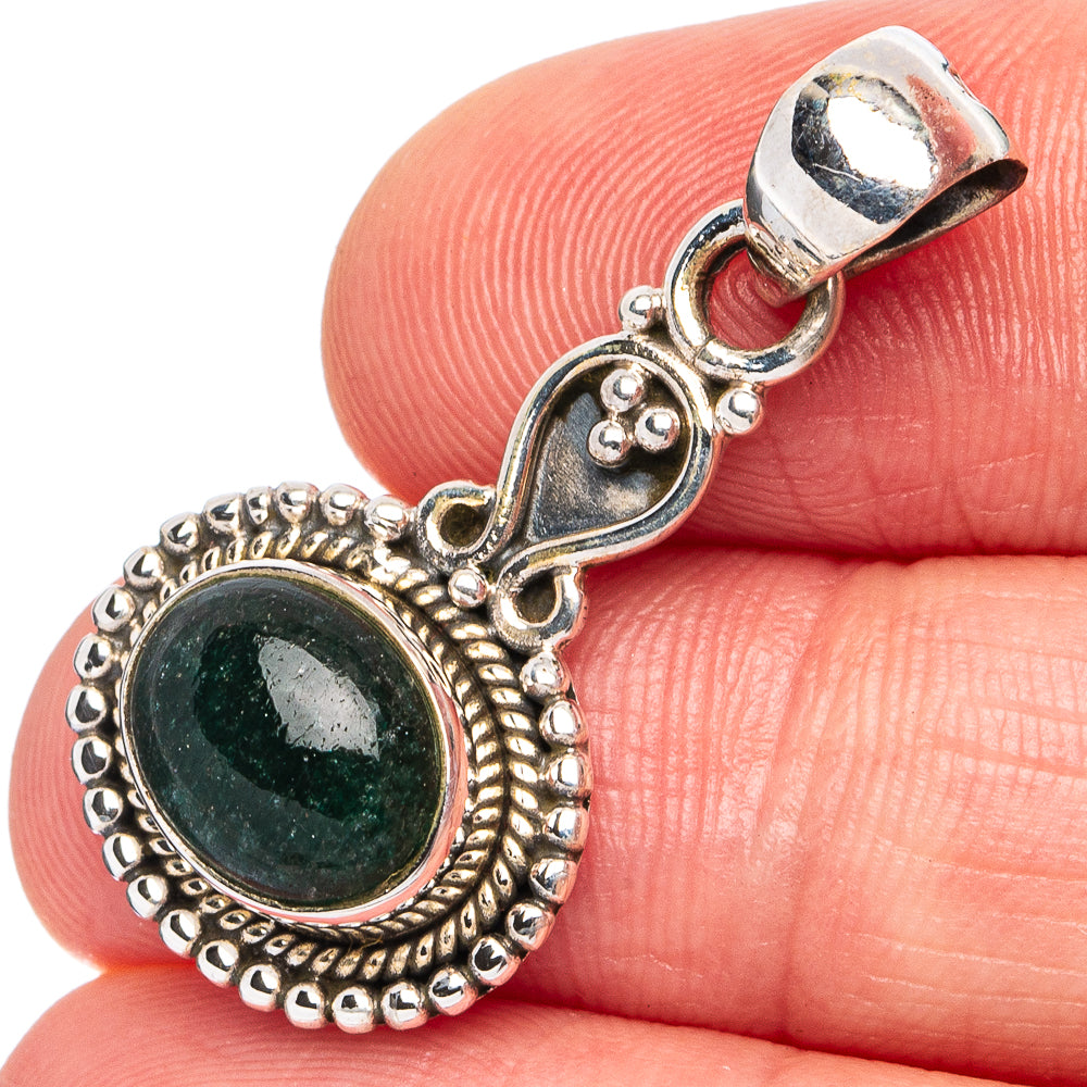 Green Aventurine Pendant 1 1/4" (925 Sterling Silver) P45490