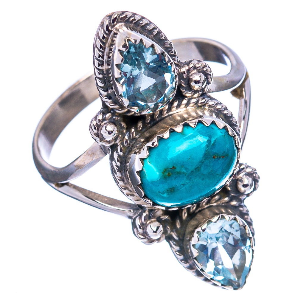 Mohave Turquoise, Blue Topaz Ring Size 8.5 (.925 Sterling Silver)