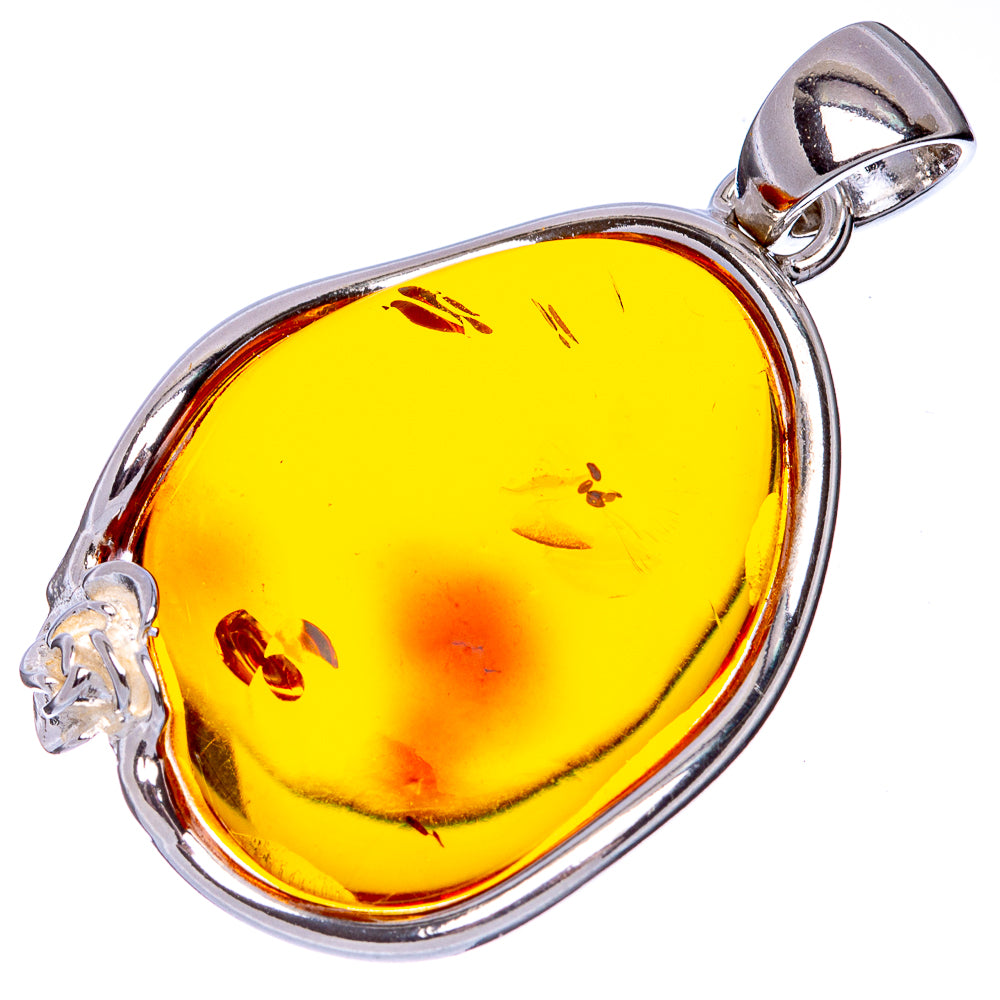 Anasilvercos Baltic Amber Pendant 1 5/8" (925 Sterlnig Silver)