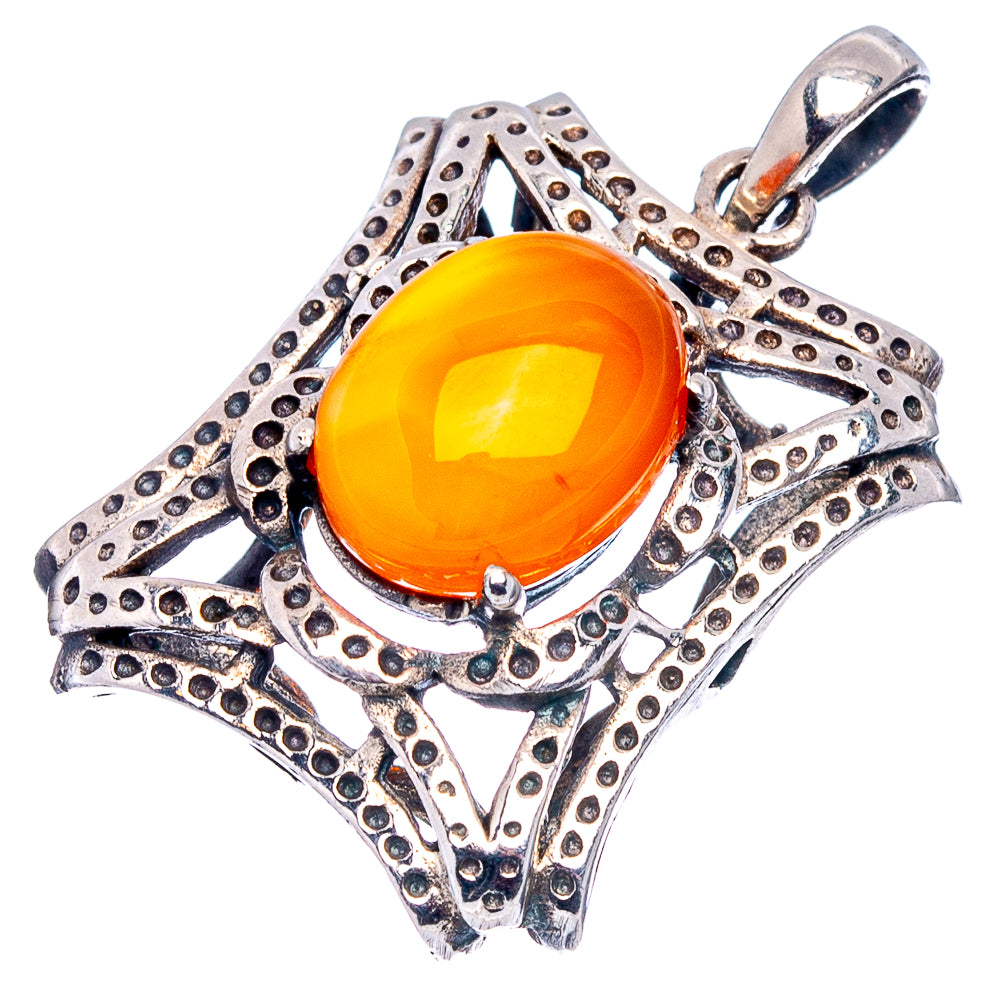 Carnelian Pendant 1 1/8" (.925 Sterling Silver)