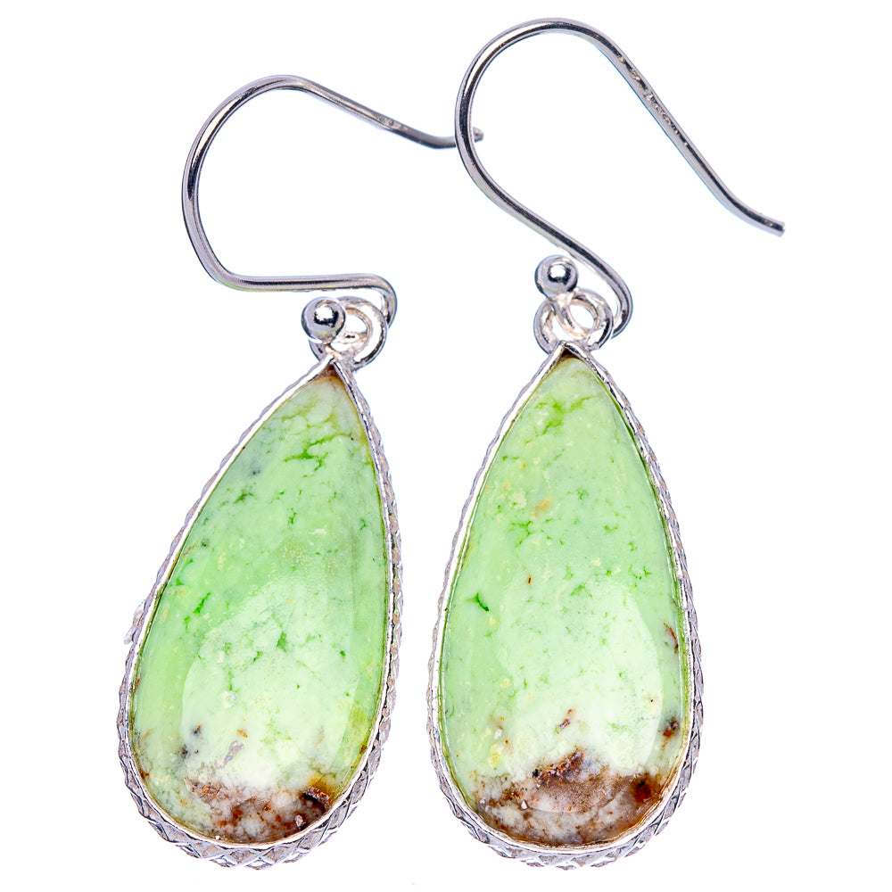 Lemon Chrysoprase Earrings 1 1/2" (925 Sterling Silver) E1748