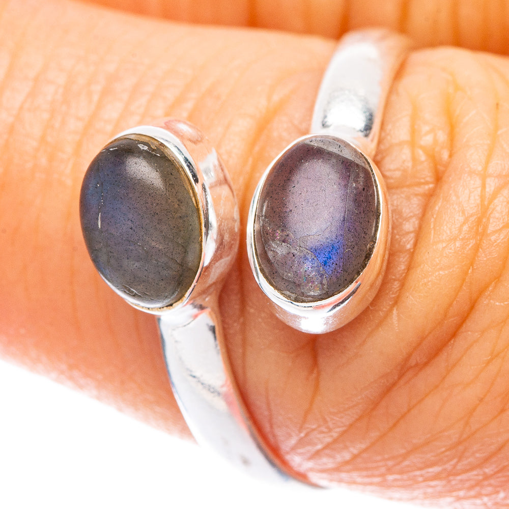 Labradorite Dainty Ring Size 7 Adjustable (925 Sterling Silver) R5714