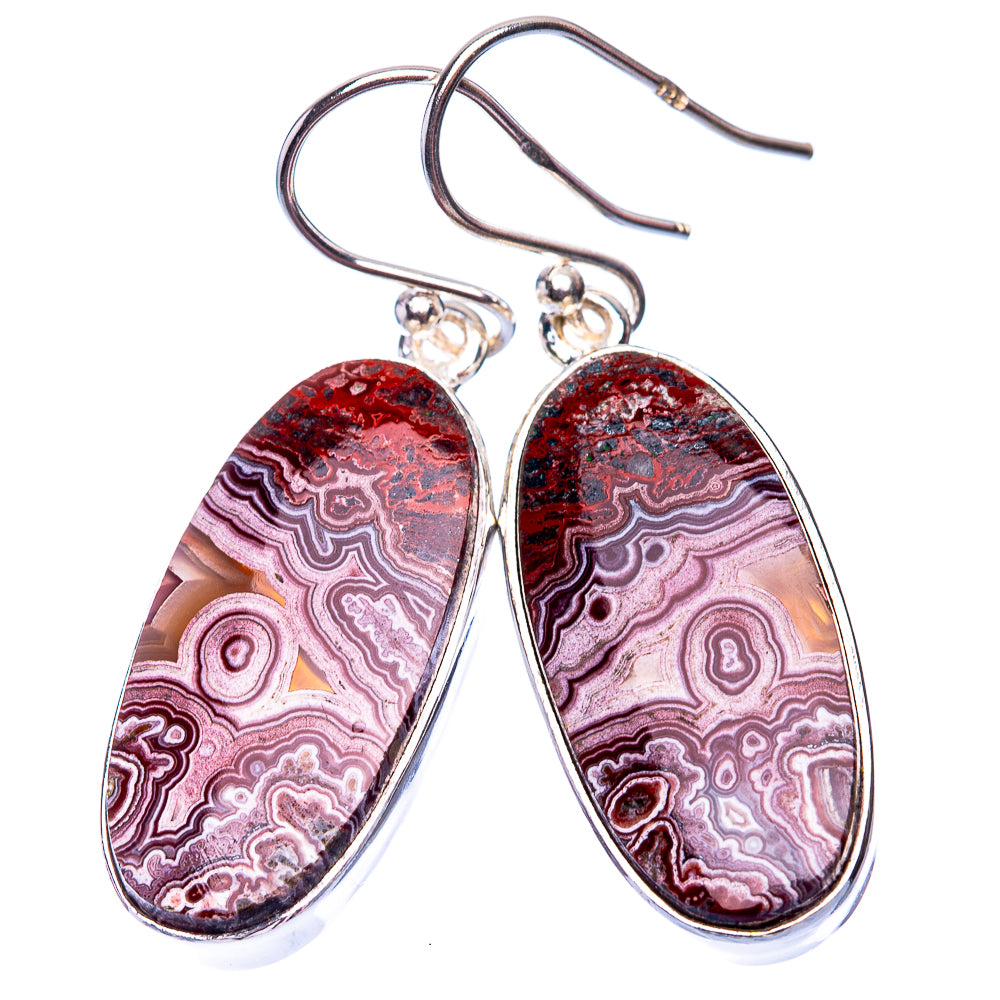 Crazy Lace Agate Earrings 1 1/2" (925 Sterling Silver) E432267