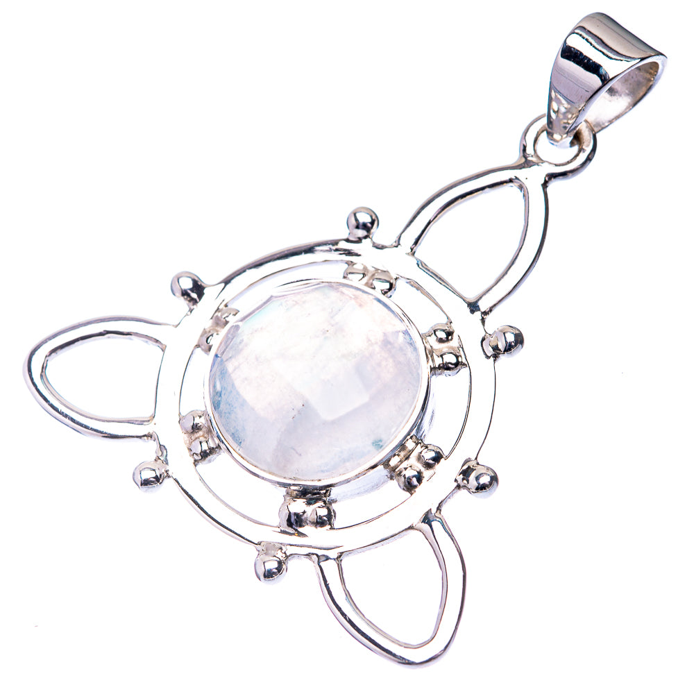 Premium Rainbow Moonstone Pendant 1 1/2" (925 Sterling Silver) P38780