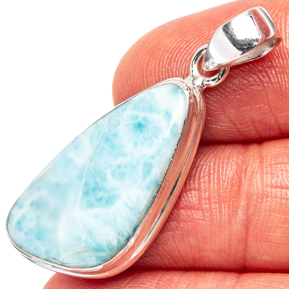 Rare Larimar Pendant 1 5/8" (.925 Sterling Silver)