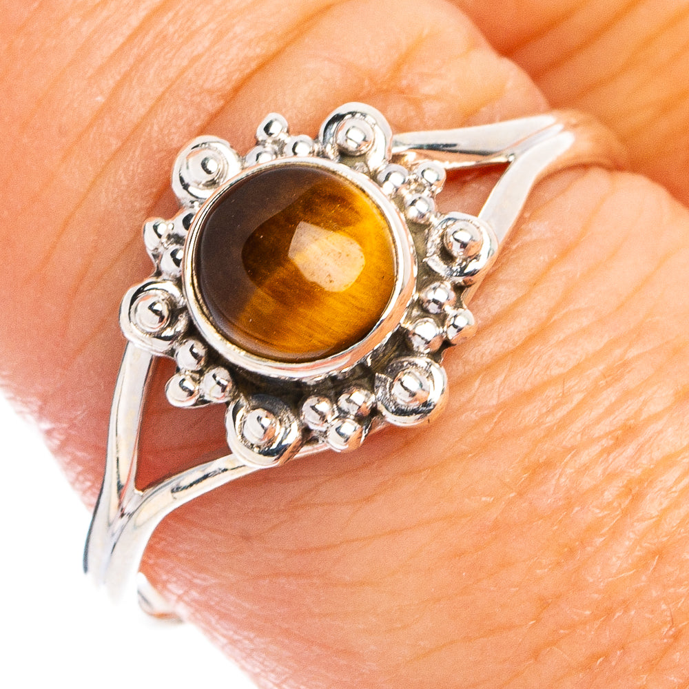 Dainty Tiger Eye Ring Size 9 (.925 Sterling Silver)