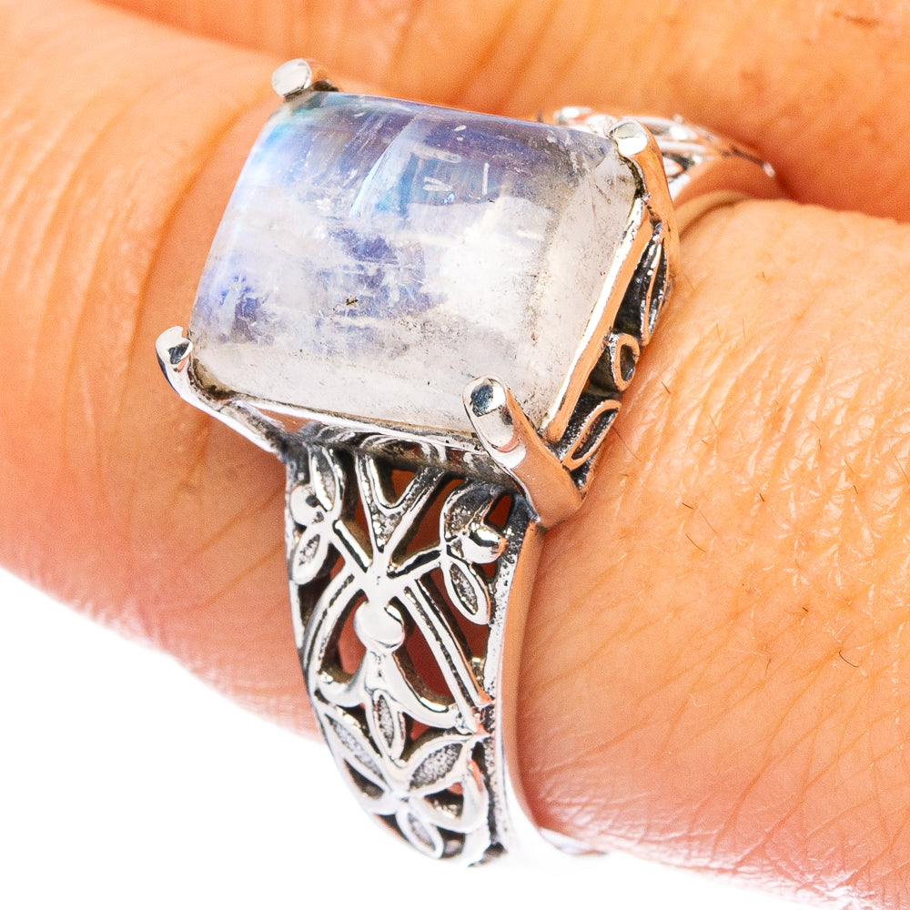 Rainbow Moonstone Ring Size 9.5 (925 Sterling Silver) R4792