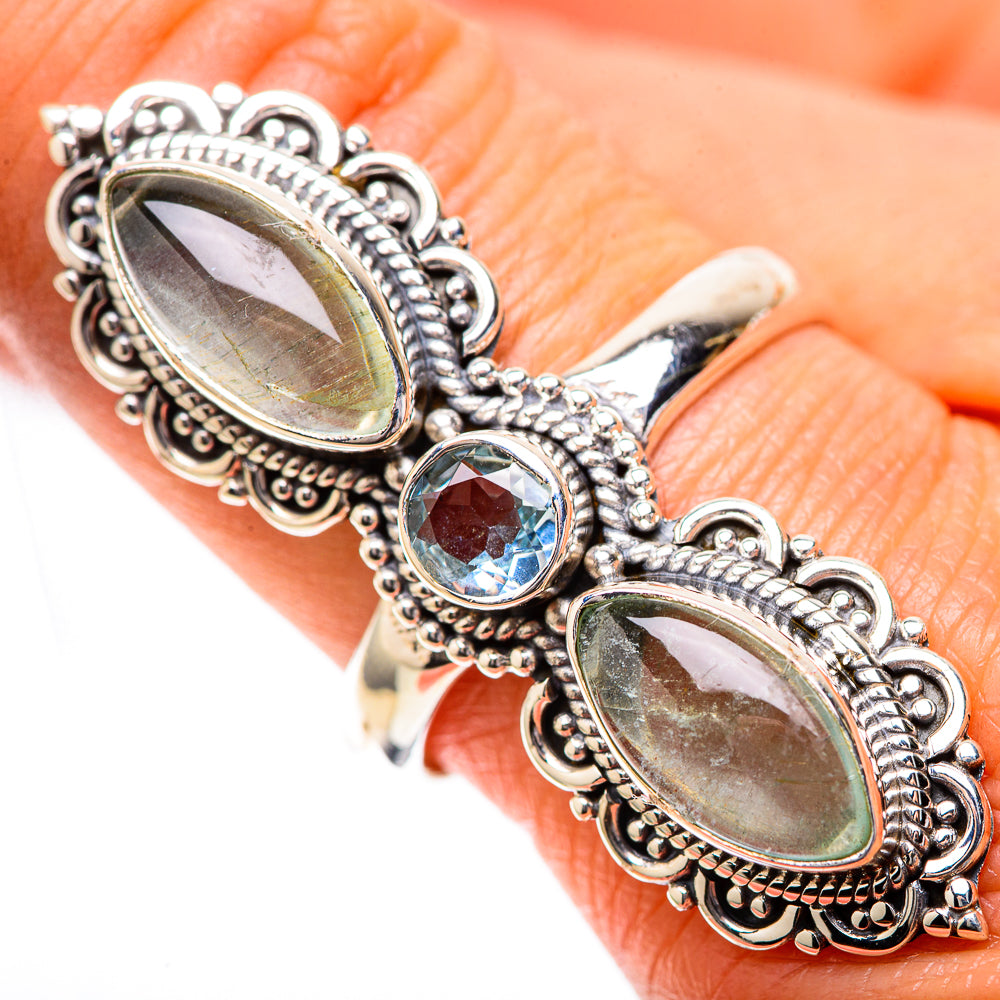 Large Natural Aquamarine, Blue Topaz Ring Size 9.75 (925 Sterling Silver) RING138006