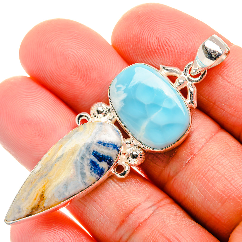 Blue Scheelite, Larimar Pendant 2 1/2" (925 Sterling Silver) PD38270