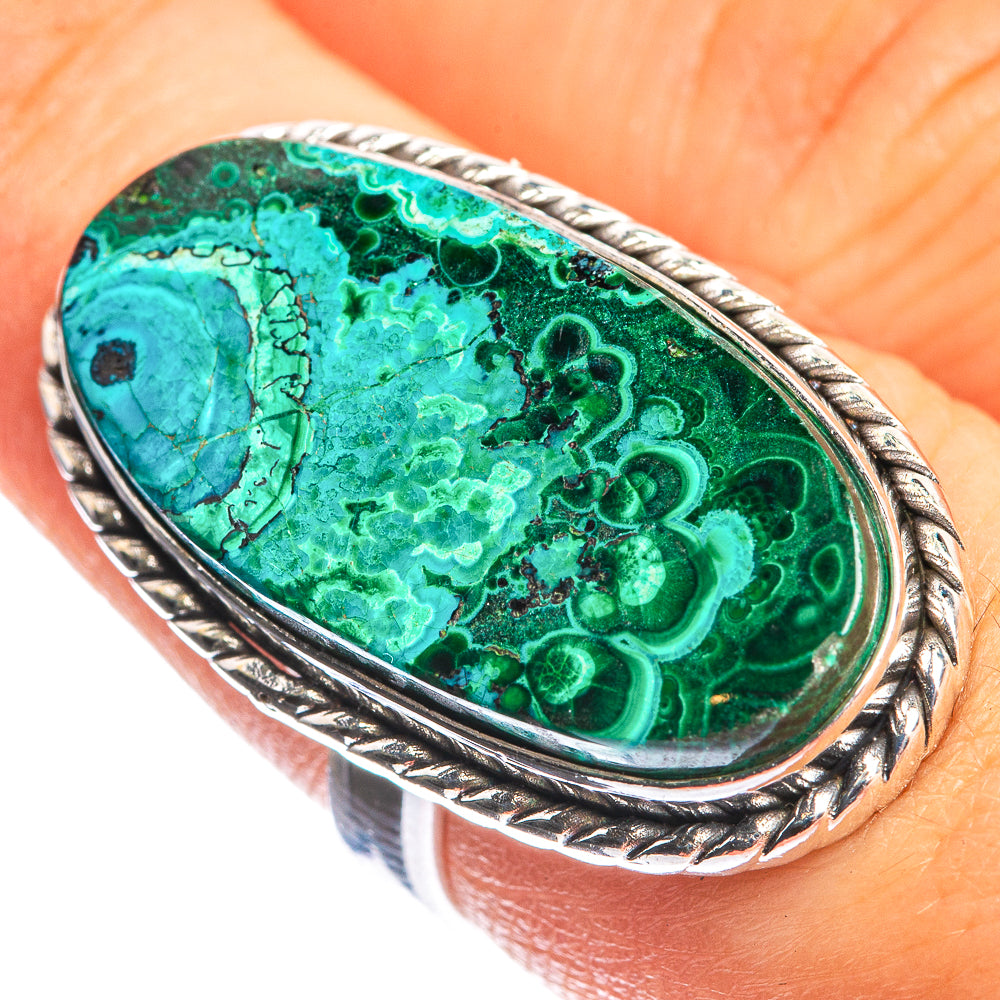 Malachite In Chrysocolla 925 Sterling Silver Ring Size 7