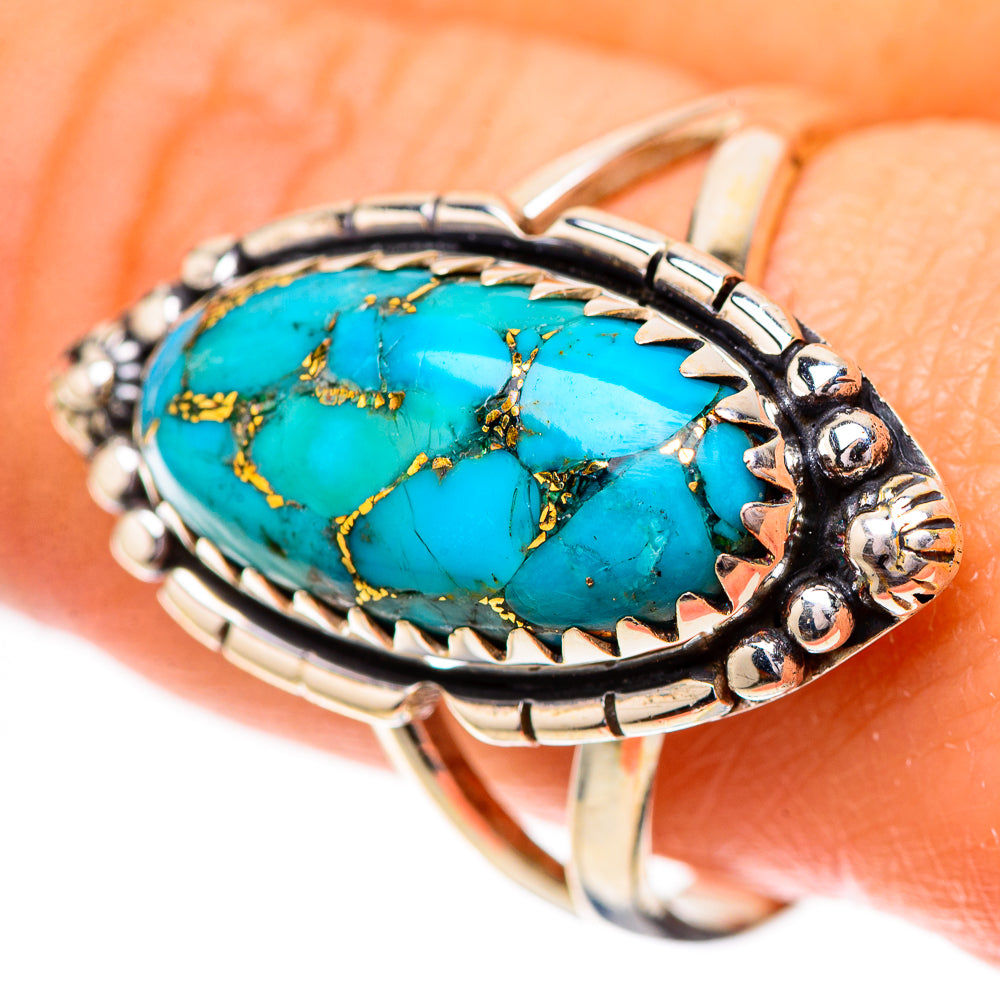 Blue Copper Composite Turquoise Ring Size 10 (925 Sterling Silver) RING139841