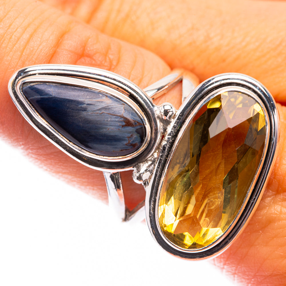 Large Pietersite, Citrine Ring Size 8.5 (925 Sterling Silver) R141414