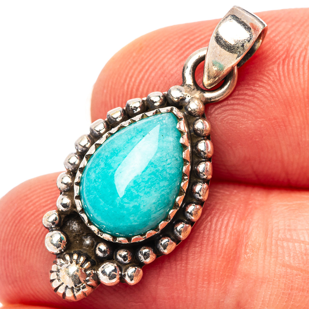 Amazonite Pendant 1 1/8" (.925 Sterling Silver)