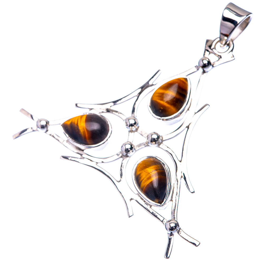 Premium Signature Tiger Eye Pendant 1 5/8" (925 Sterling Silver) P38771