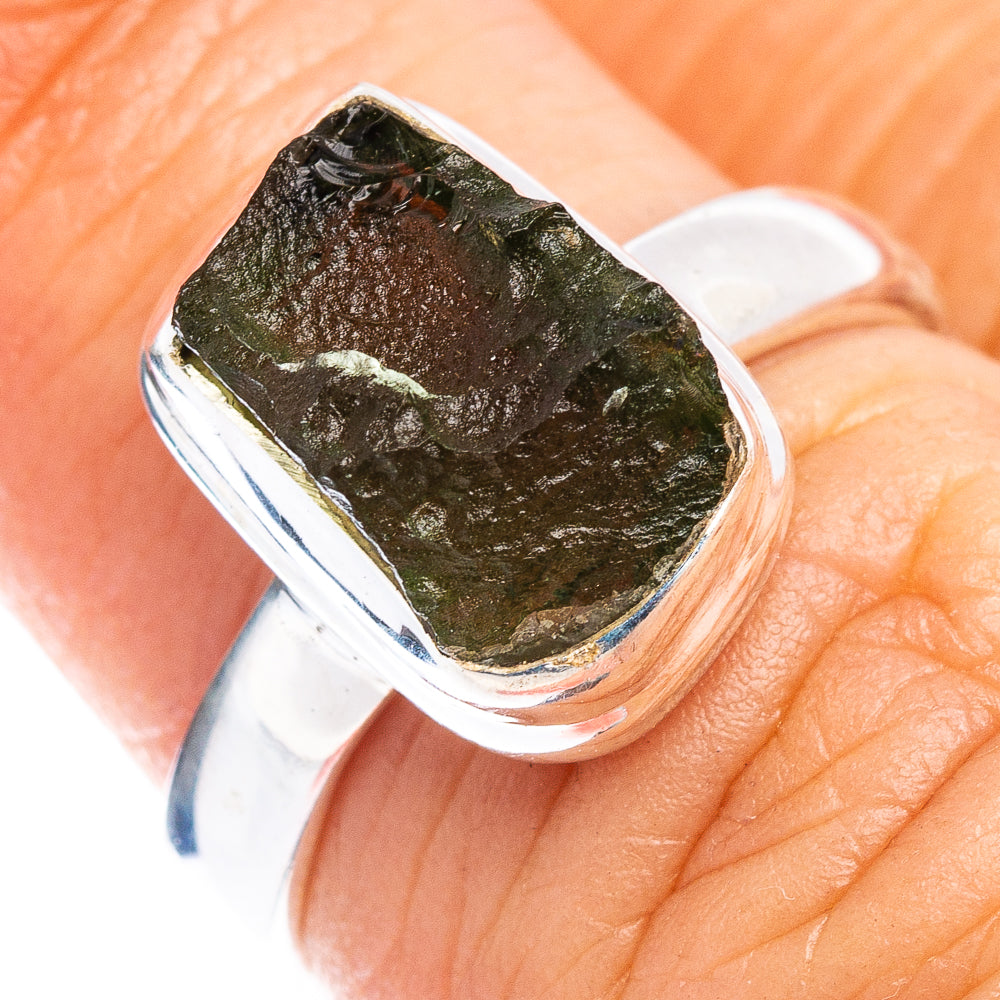 Rare Czech Moldavite Ring Size 6 (.925 Sterling Silver)