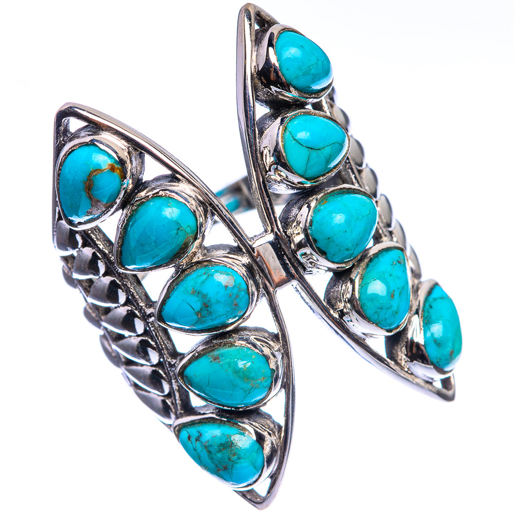 Large Tibetan Turquoise 925 Sterling Silver Ring Size 8.5