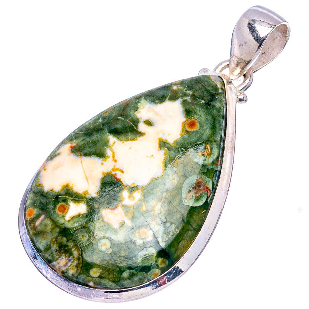 Ocean Jasper Pendant 1 3/4" (.925 Sterling Silver)