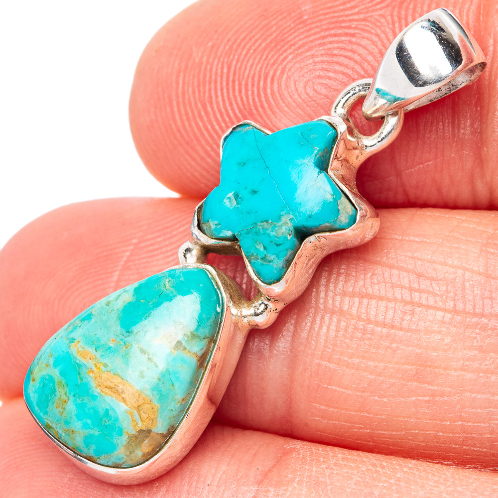 Kingman Turquoise Star Pendant 1 3/8" (925 Sterling Silver) P42779