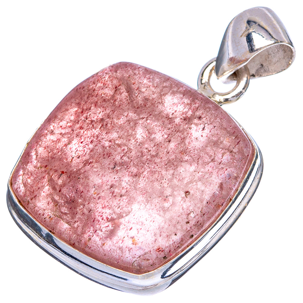 Strawberry Quartz Pendant 1 1/8" (925 Sterling Silver) P43442