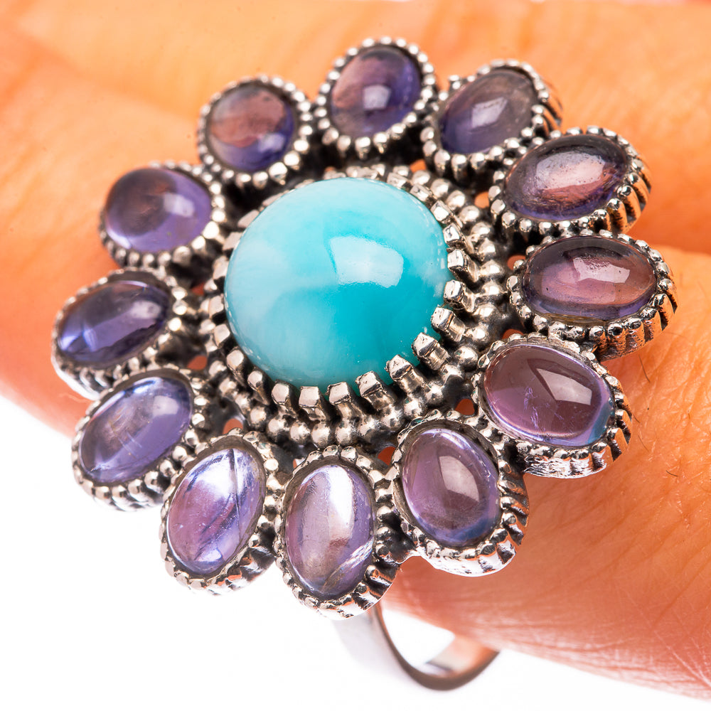 Large Larimar, Tanzanite Ring Size 10 (925 Sterling Silver) R141063