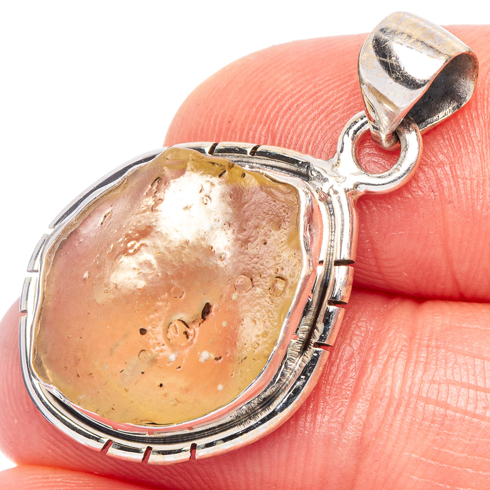 Libyan Desert Glass Pendant 1 1/4" (925 Sterling Silver) P44299