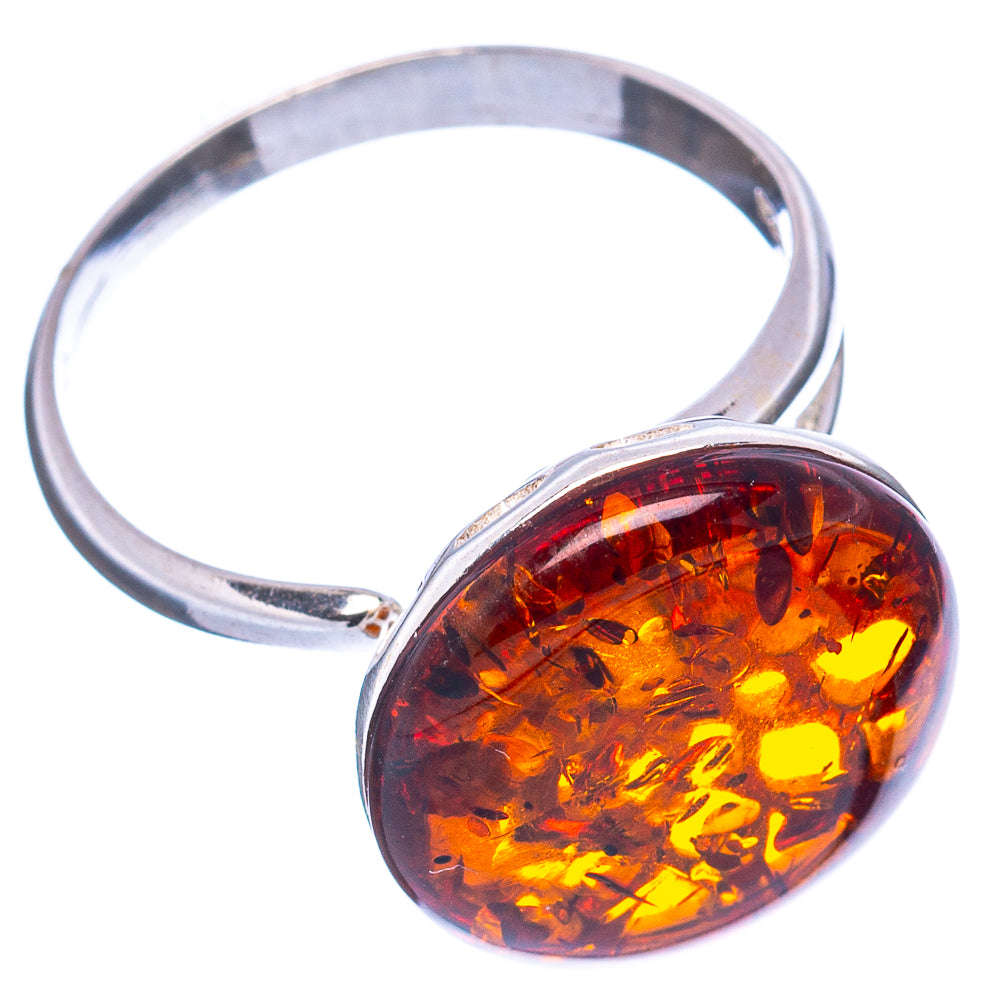 Baltic Amber Ring Size 8 Adjustable (.925 Sterling Silver)