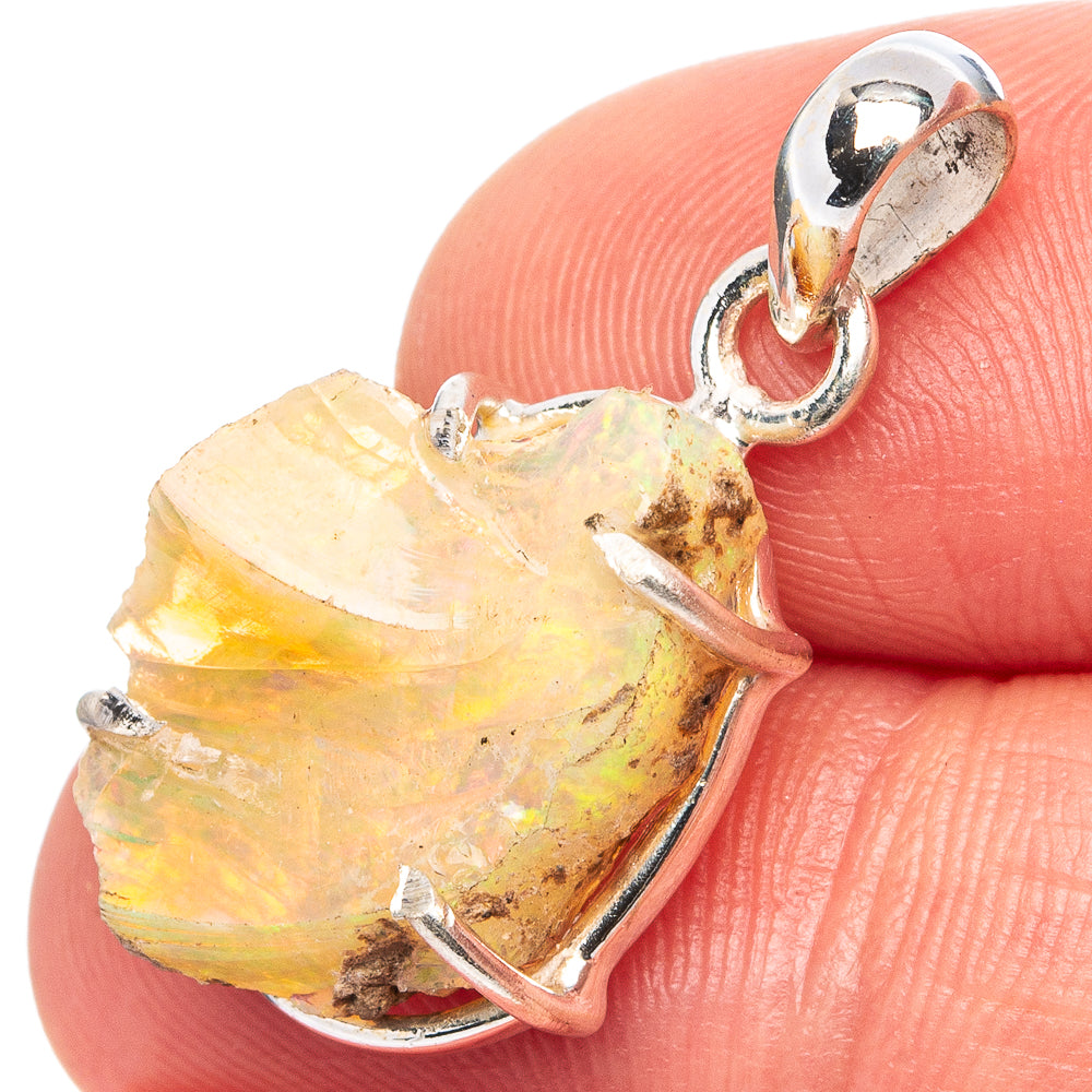Rare Raw Ethiopian Opal Pendant 1 1/8" (.925 Sterling Silver)