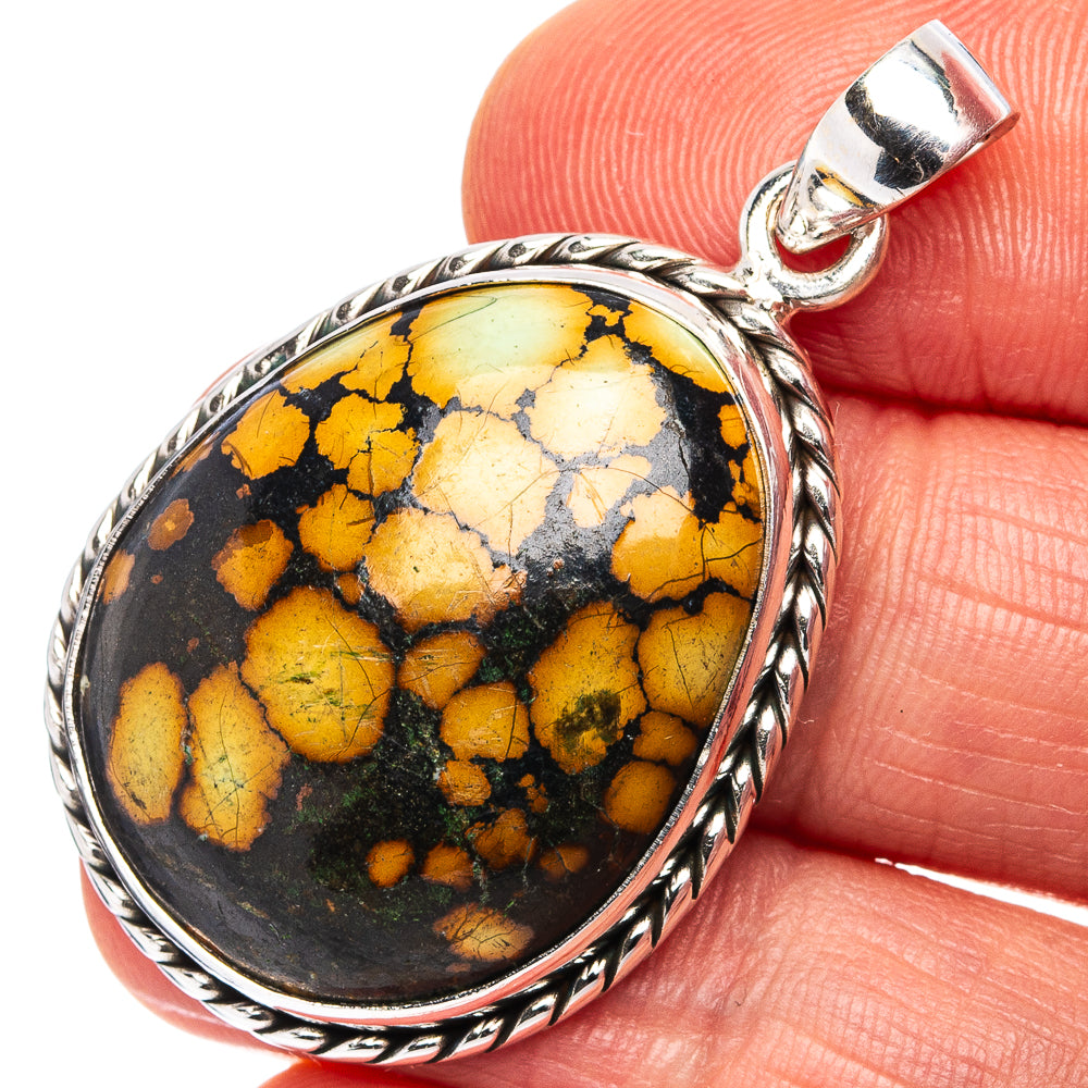 Premium Tibetan Turquoise Pendant 1 5/8" (.925 Sterling Silver)