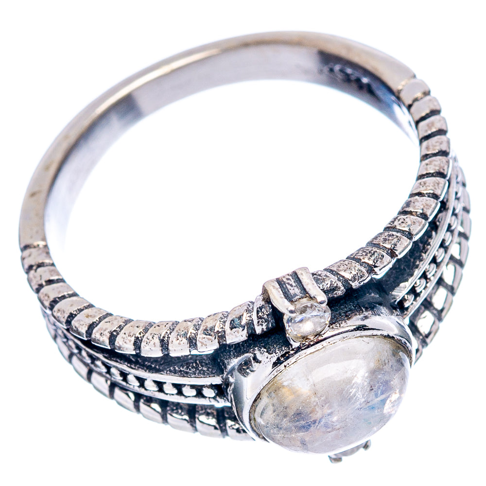 Rainbow Moonstone Dainty Ring Size 5.75 (.925 Sterling Silver)