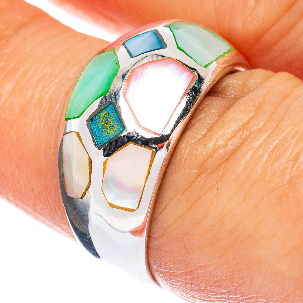Mother Of Pearl Inlay Ring Size 6.75 (925 Sterling Silver) R2827