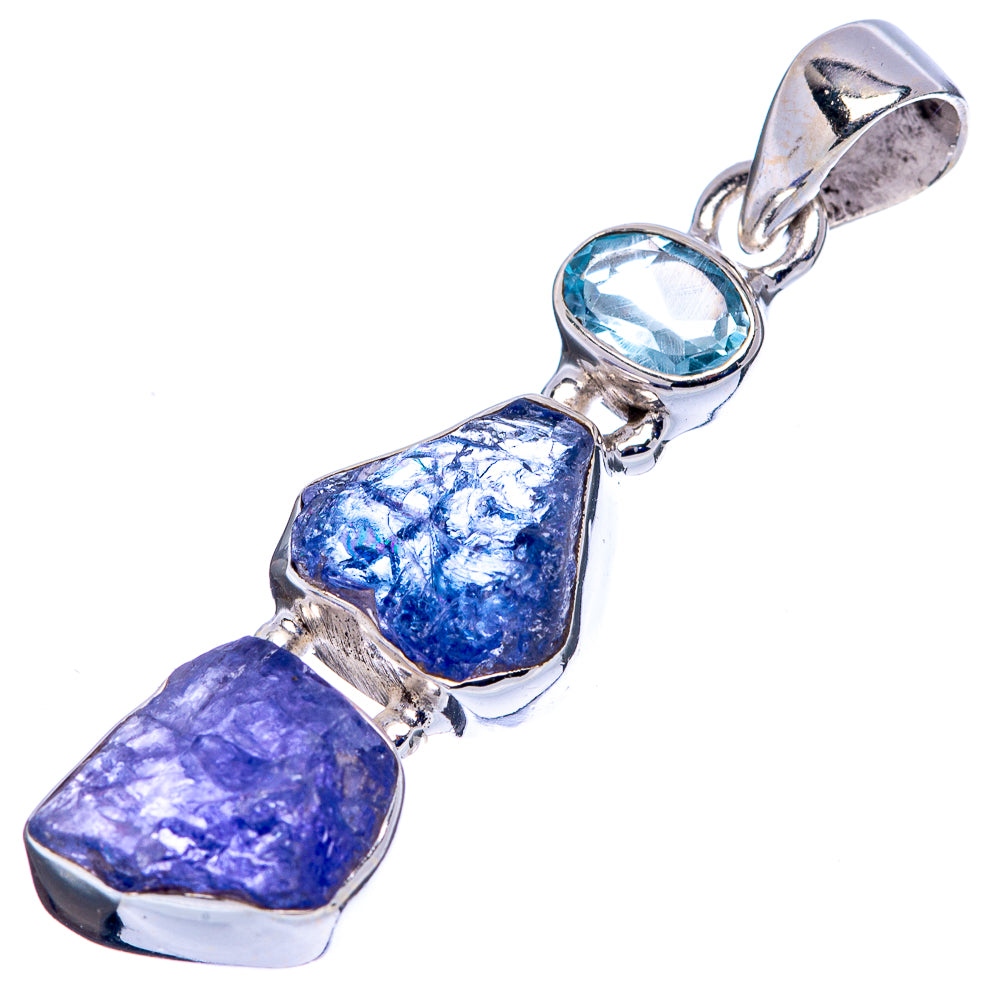 Tanzanite, Blue Topaz Pendant 1 5/8" (.925 Sterling Silver)