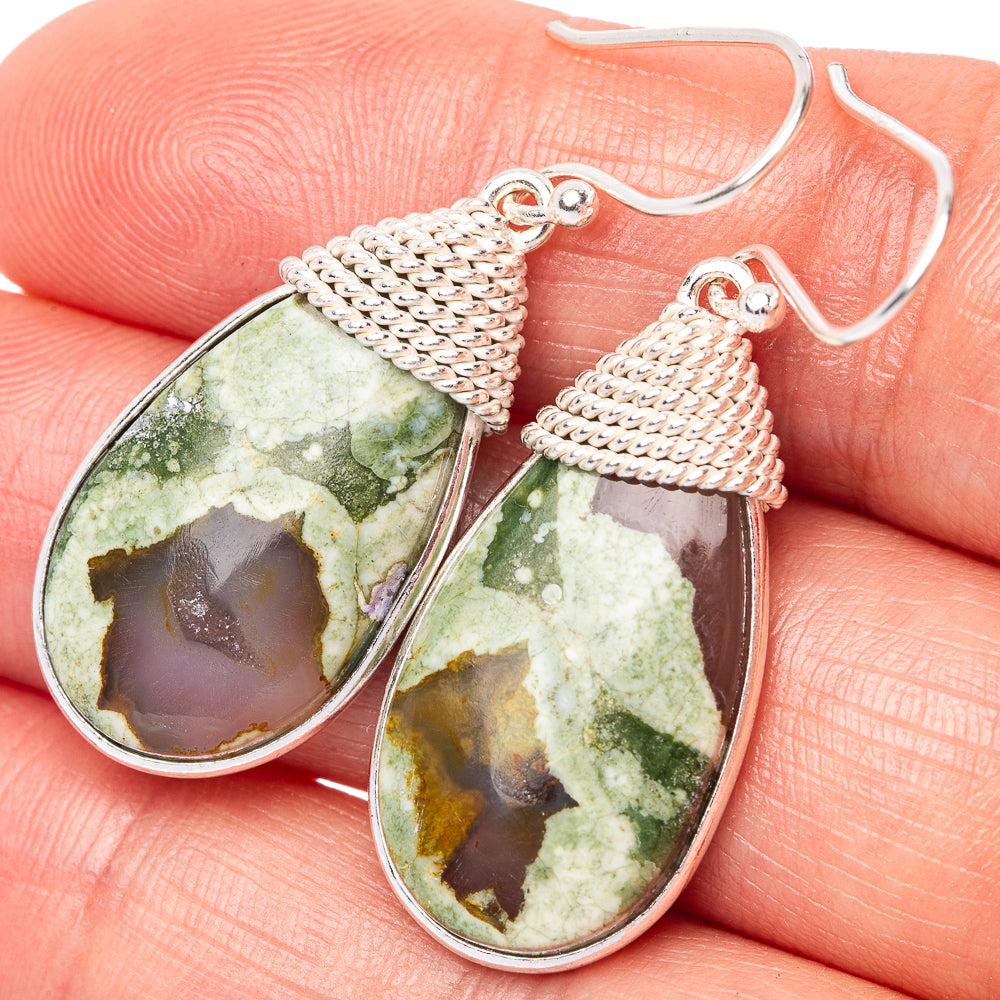 Rainforest Opal Earrings 1 5/8" (925 Sterling Silver) E1467