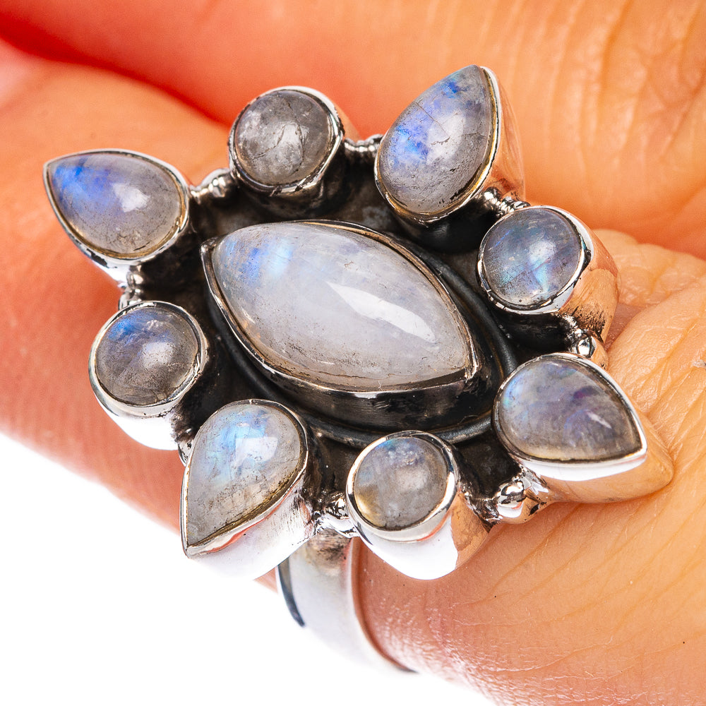 Rainbow Moonstone Ring Size 6 (925 Sterling Silver) R1253