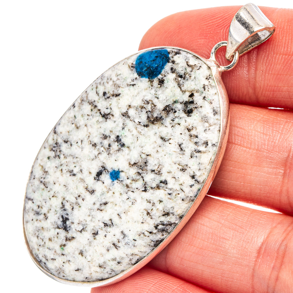 K2 Blue Azurite Pendant 2 1/4" (Silver Plated)