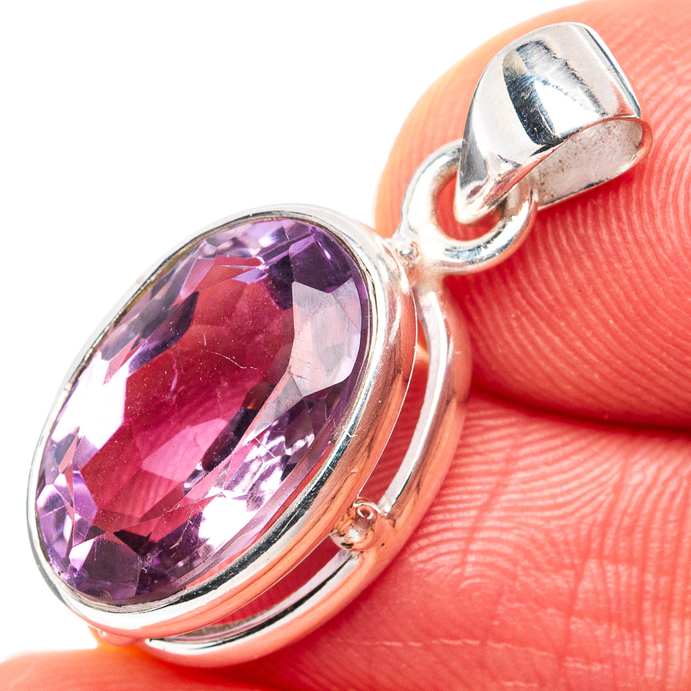 Faceted Amethyst Dainty Pendant 1" (.925 Sterling Silver)