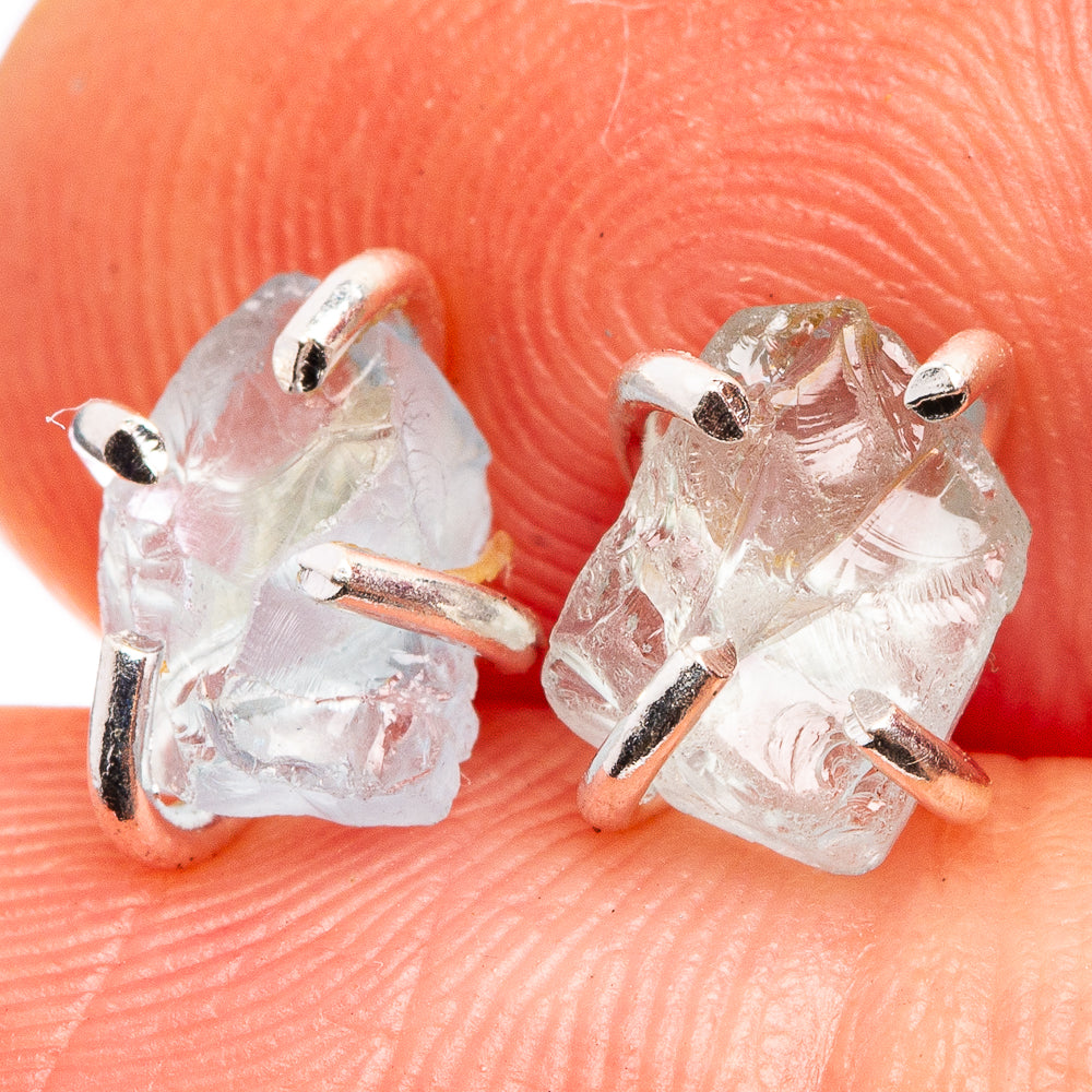 Rough Aquamarine Dainty Earrings 1/4" (925 Sterling Silver) E432512