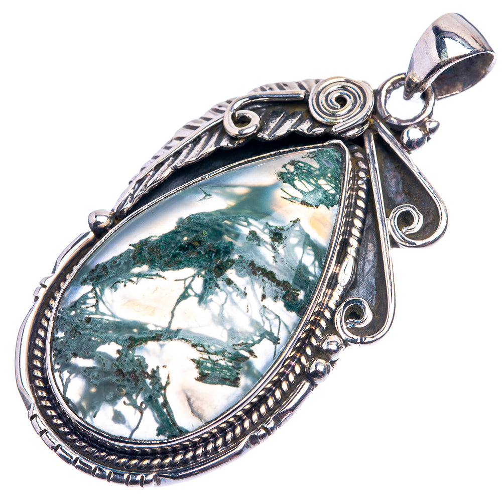 Green Moss Agate Pendant 2" (925 Sterling Silver) P38892