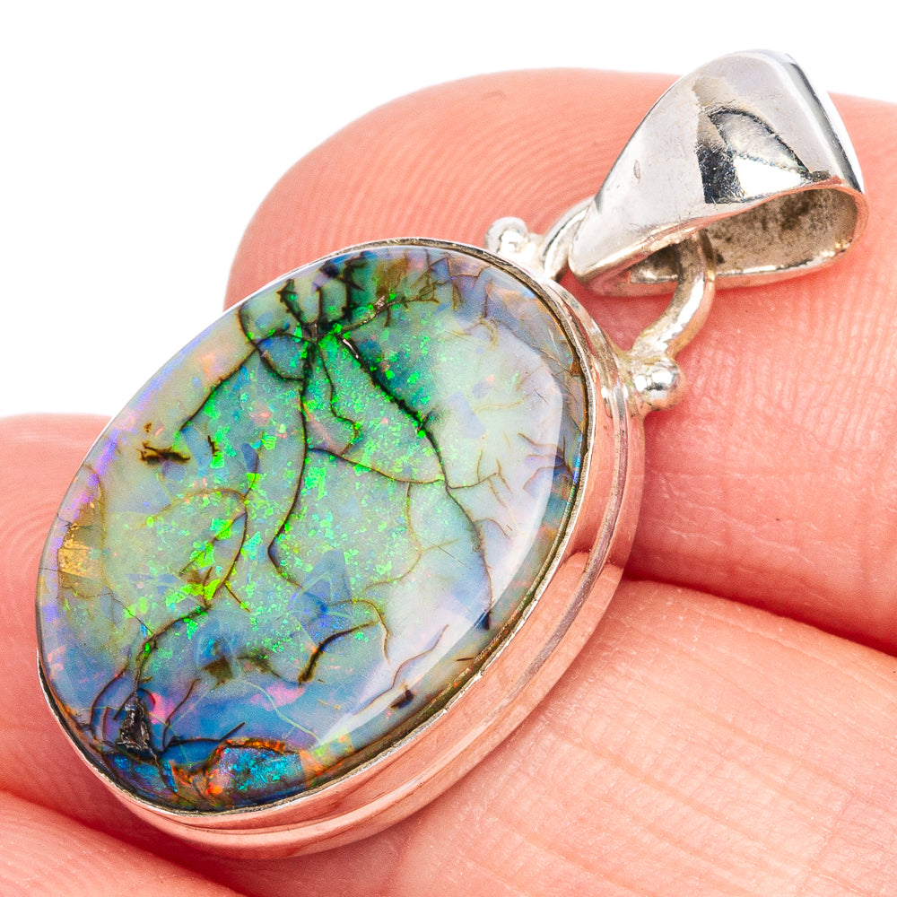 Rare Sterling Opal Pendant 1 1/8" (925 Sterling Silver) P40306