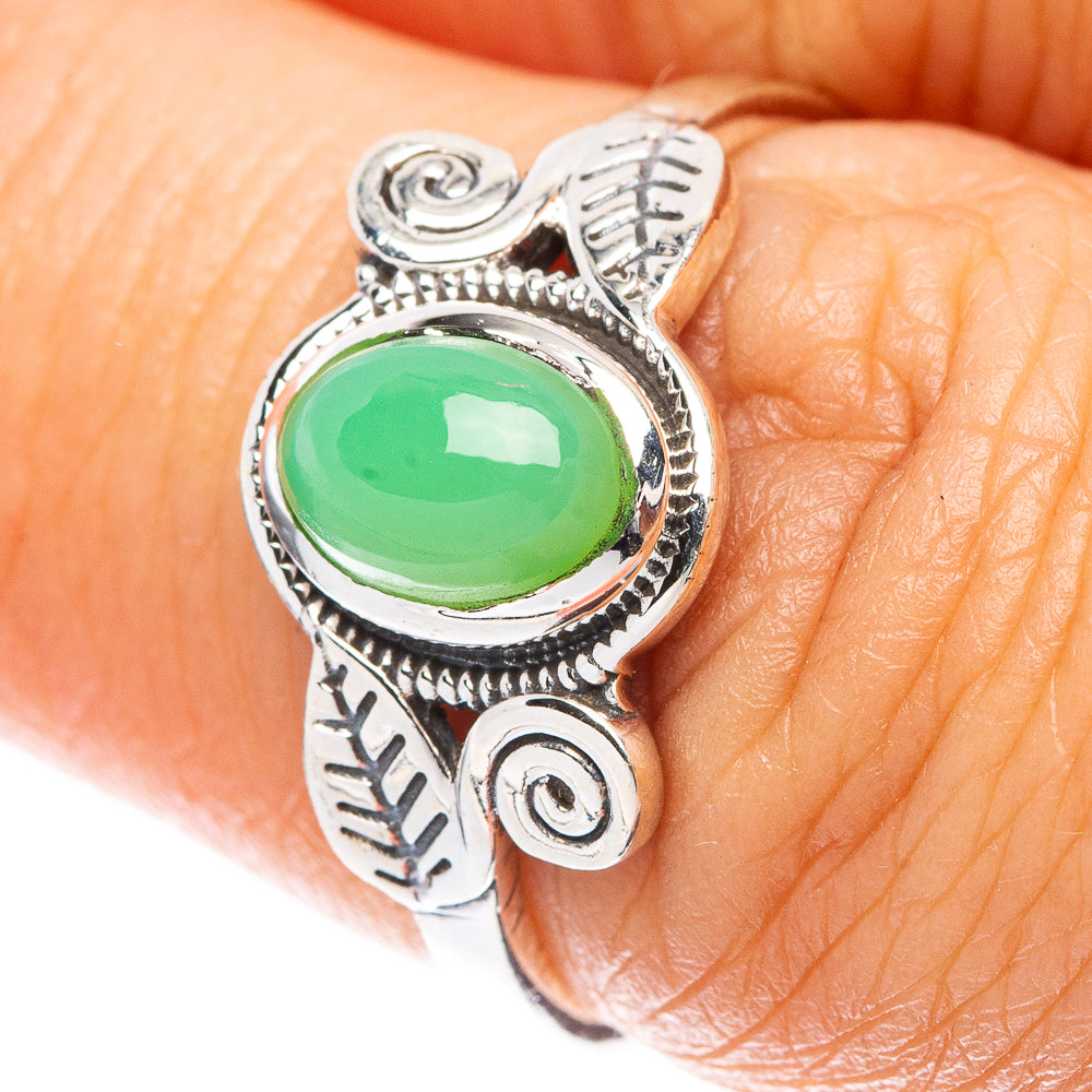 Chrysoprase Leaf 925 Sterling Silver Ring Size 6.75 (925 Sterling Silver) R5327