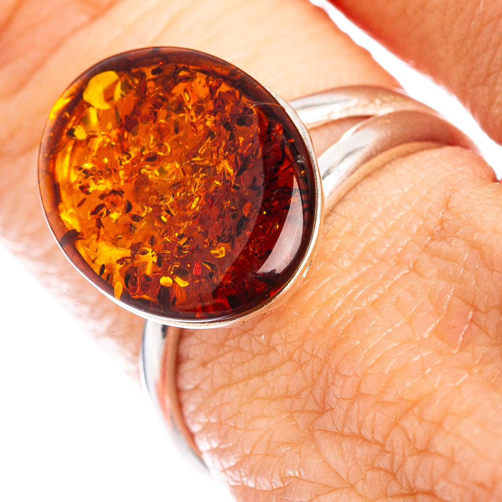 Baltic Amber Ring Size 7 Adjustable (.925 Sterling Silver)