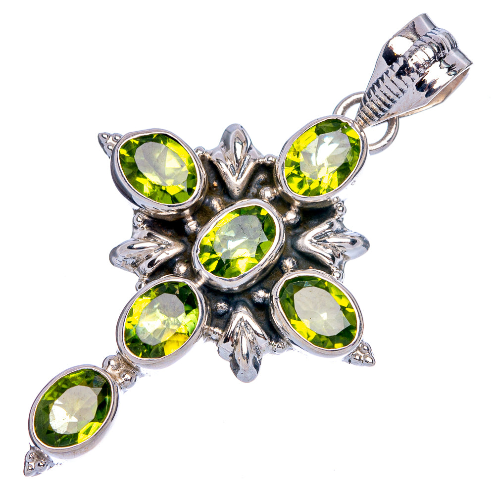 Peridot Cross Pendant 1 7/8" (925 Sterling Silver) P40344