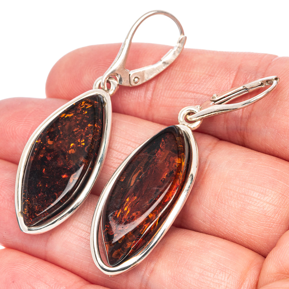 Baltic Amber Earrings 2" (925 Sterling Silver) E1099